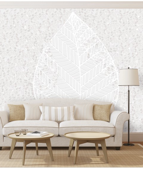 Non-woven wallpaper clean paintable sheet 3D Leaf structure 250 cm x 155 cm