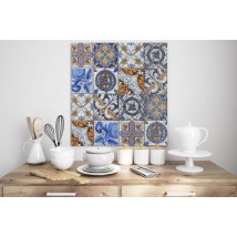 Designer photo espalier style vintage kitchen on the wall Portuguese Vintage Tiles Dimense print 465 cm x 280 cm Shell