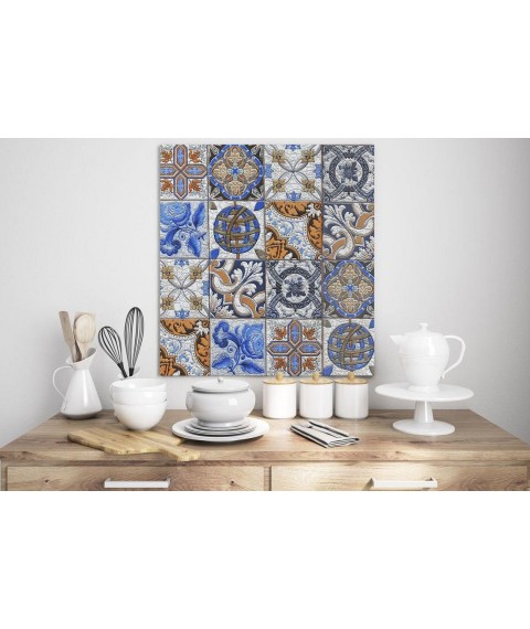 Designer fotospalier style vintazh in the kitchen on the wall Portuguese Vintage Tiles 465 cm x 280 cm