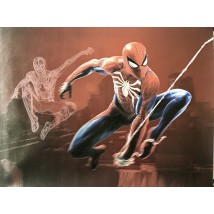 Spiderman poster Spiderman on the wall on canvas by numbers # 1 50cm x 35cm