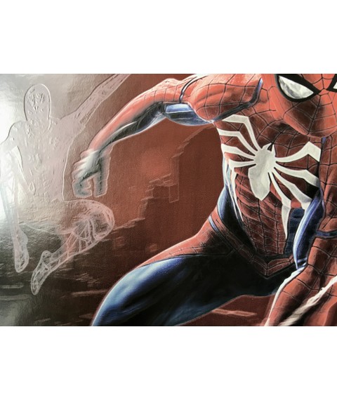 Spiderman poster Spiderman on the wall on canvas by numbers # 1 50cm x 35cm