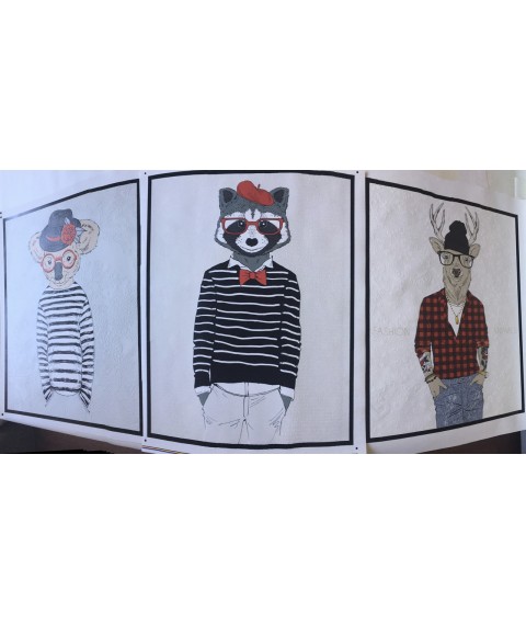 Triptychon Waschb?r Koala Elch (Hirsch) Drei Freunde Gem?lde Malerei auf Leinwand in einem Rohr 70 cm x 90 cm