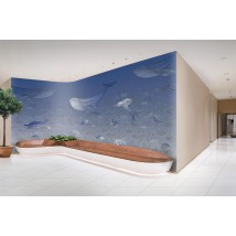 Design-Wandbilder f?r das Kinderzimmer Meeresbewohner Sea Life 150 cm x 150 cm