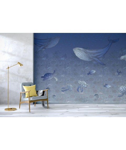 Children's photo wallpaper Sea Ocean Sea Life Dimense print 400 cm x 280 cm Leather