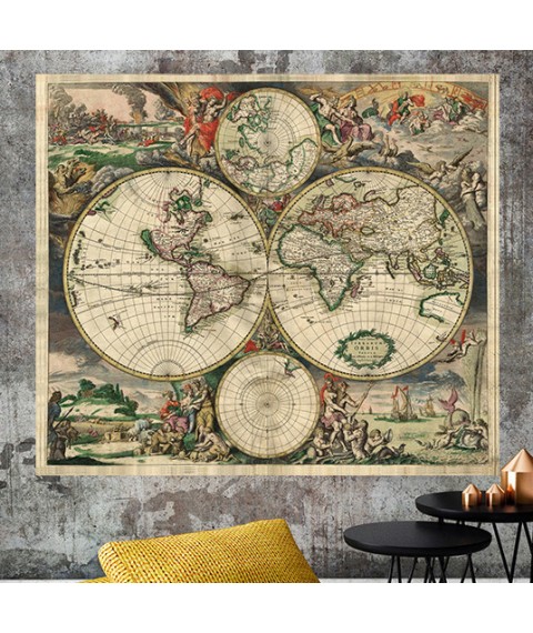 Постер Карта мира европы 3D Old World Map Europe 180 см х 155 см