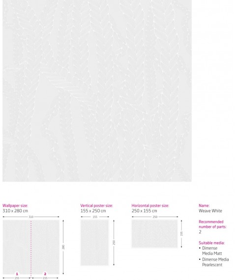 Embossed design panels 3D Weave White structure 155 cm x 250 cm