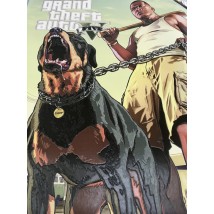 Постер GTA5 Франклин и Чоп подарок геймеру гта 5 Franklin Clinton & Chop дизайнерский PrintHouse 50 см х 50 см