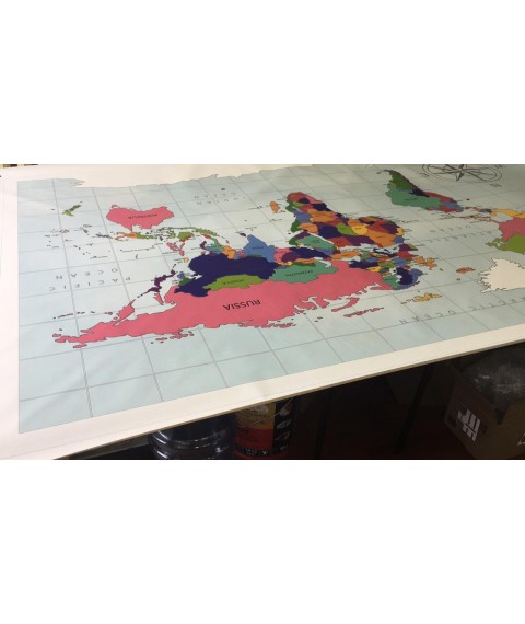 World map posters on the wall in the head office 150 cm x 100 cm