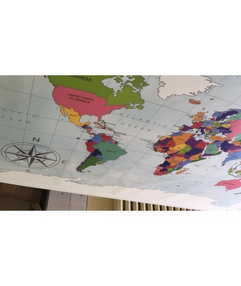 World map posters on the wall in the head office 150 cm x 100 cm