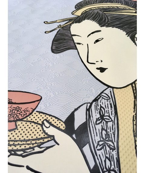 Print paintings canvas portrait of a Japanese girl (tea ceremony) drawing by numbers No. 14 90 cm x 100 cm