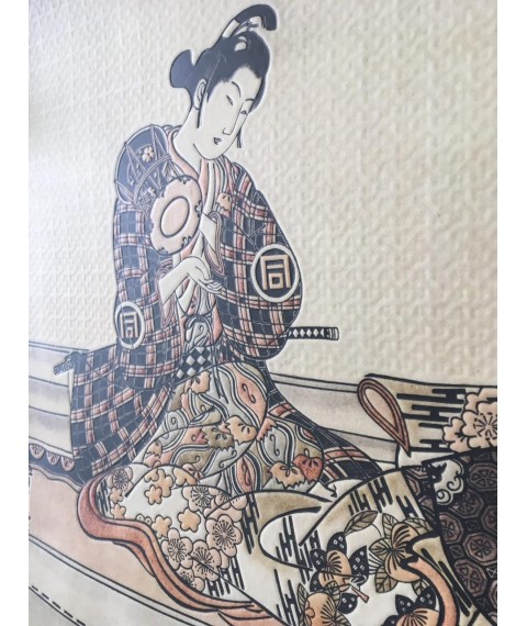 Poster Japanische Schriftrolle basierend auf Ukiyo-e Shubun Tensho Sesshu Sansui Chokan Design Relief 90 cm x 70 cm