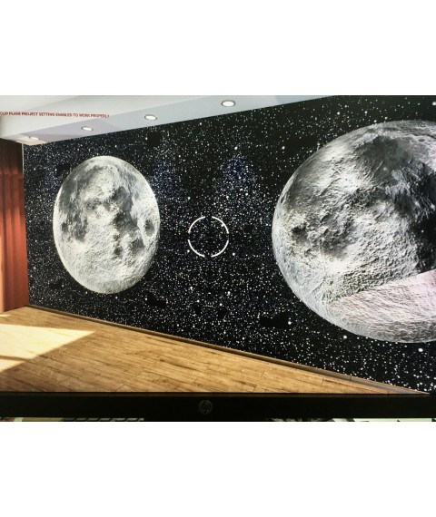 Фотообои 5D Одинокая Луна в космосе New Full Moon стиль футуризм дизайнерские для дома, офиса 400 см х 330 см