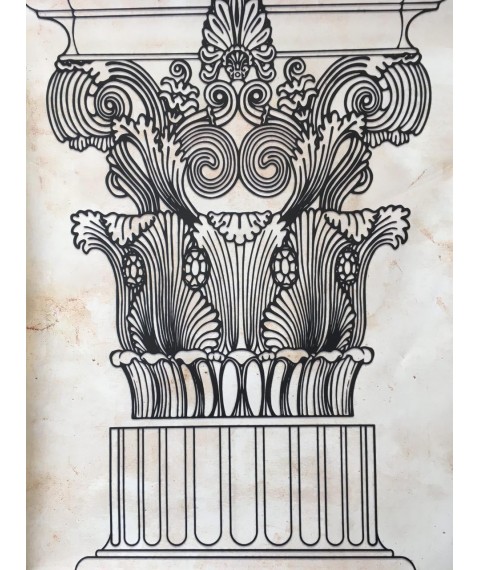 Постер капитель колонны Коринфского ордера дизайнерский рельефный 70 см х 90 см