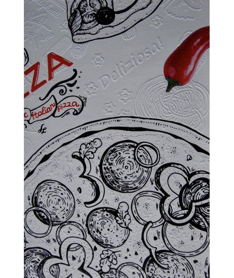 Embossed 3D volumetric photomurals for a pizzeria, restaurant, cafe Pizza Pizzeria 250 cm x 270 cm