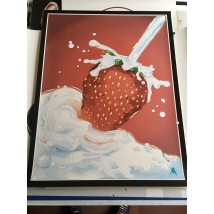 Скидка Sale Распродажа Постер клубника сливки cream & strawberry дизайнерский рельефный 70 см х 90 см