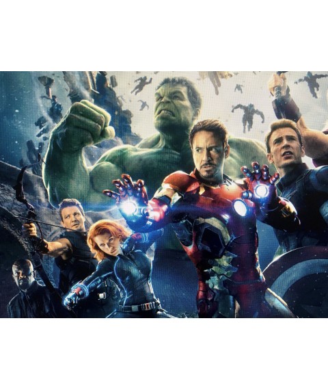 Плакат Марвел Мстители 2020 на холсте по номерам №5 Avengers Marvel Dimense print 100 см х 75 см