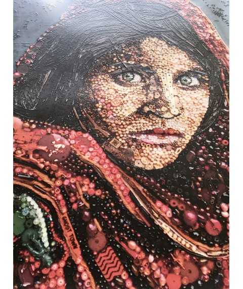 Картины на холсте печать портрет панно дизайнерское Афганская Мона Лиза Шарбат Гула 70 см х 90 см