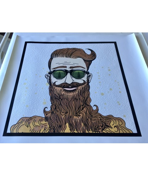 Painting on canvas print by numbers # 5 photo mural designer Hipster Bearded Beerman 60 cm x 60 cm