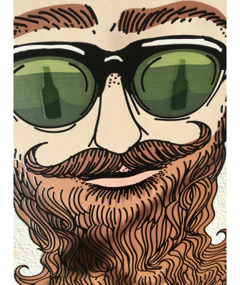 Painting on canvas print by numbers # 5 photo mural designer Hipster Bearded Beerman 60 cm x 60 cm
