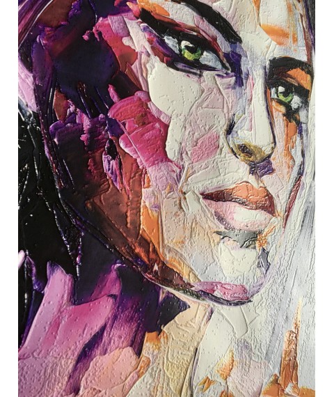 Картины маслом на холсте портрет молодой девушки рисунок печать по номерам №8 панно дизайнерское 50 см х 60 см