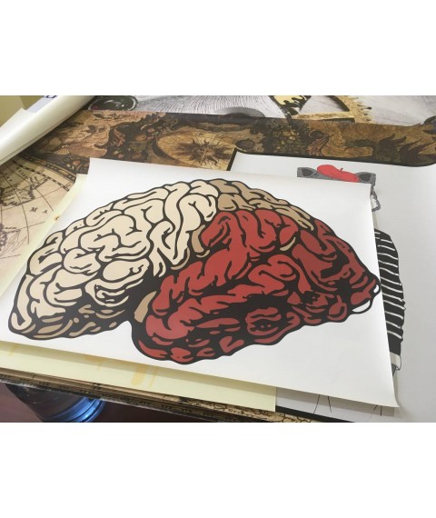 Постер мозг головной рельефный дизайнерский Brain 90 см х 70 см