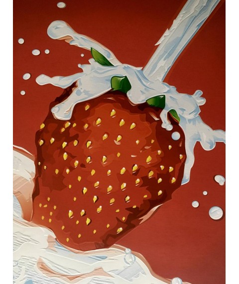 Скидка Sale Распродажа Постер клубника сливки cream & strawberry дизайнерский рельефный 70 см х 90 см