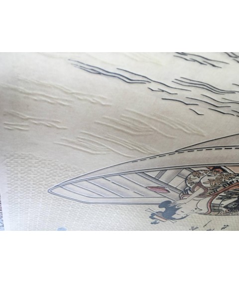 Poster Japanese scroll based on Ukiyo-e Shubun Tensho Sesshu Sansui Chyokan design relief 90 cm x 70 cm