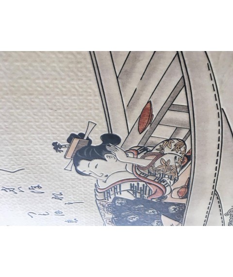 Poster Japanese scroll based on Ukiyo-e Shubun Tensho Sesshu Sansui Chyokan design relief 90 cm x 70 cm