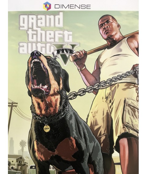 Poster GTA5 GTA 5 Franklin und Chop Geschenk f?r Gamer Designer PrintHouse 100 cm x 100 cm