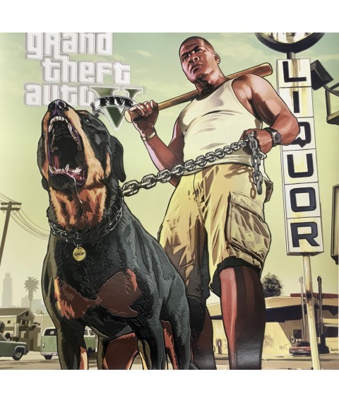 Poster gift GTA 5 GTA5 Franklin and Chop for gamer designer PrintHouse 150 cm x 150 cm
