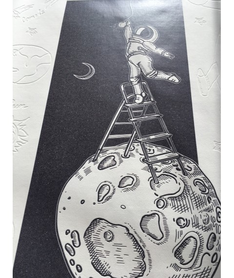 Обои детские Космос на луне флизелиновые Man on the moon Dimense print 155 см х 250 см