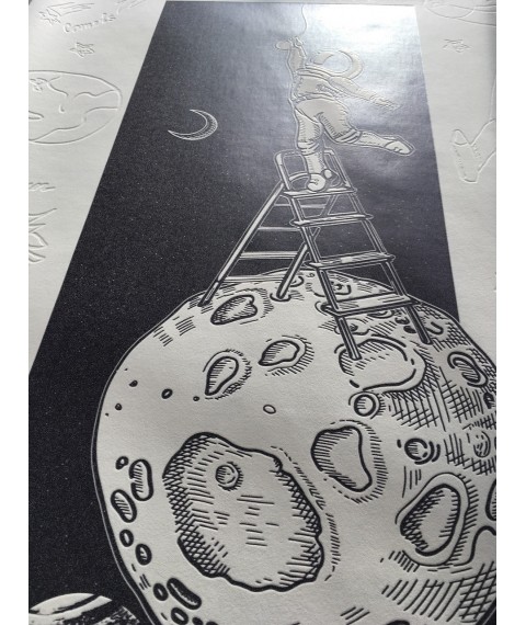 Wall paper Space for children on the moon non-woven Man on the moon Dimense print 155 cm x 250 cm