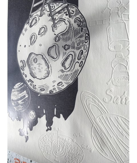 Wall paper Space for children on the moon non-woven Man on the moon Dimense print 155 cm x 250 cm