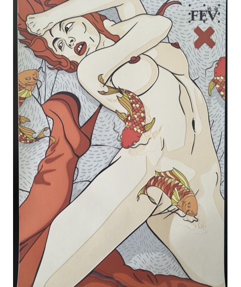 Постер Ню стиль эротический дизайнерский рельефный Dimense print 70 см х 90 см