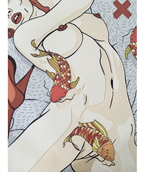 Poster Nude style erotic design embossed Dimense print 70 cm x 90 cm
