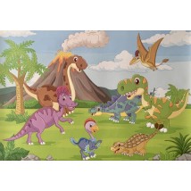 Фотообои хороший динозавр 3Д в детскую Dimense print 310 см х 280 см Line