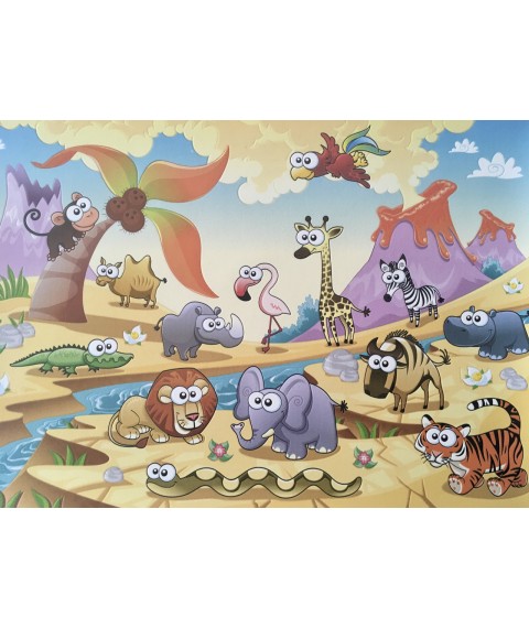 Photomurals funny African animals for the nursery Dimense print 310 cm x 280 cm Leather