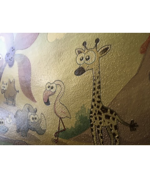 Wallpaper in the nursery Gold Dimense funny animals of Africa print 310 cm x 280 cm