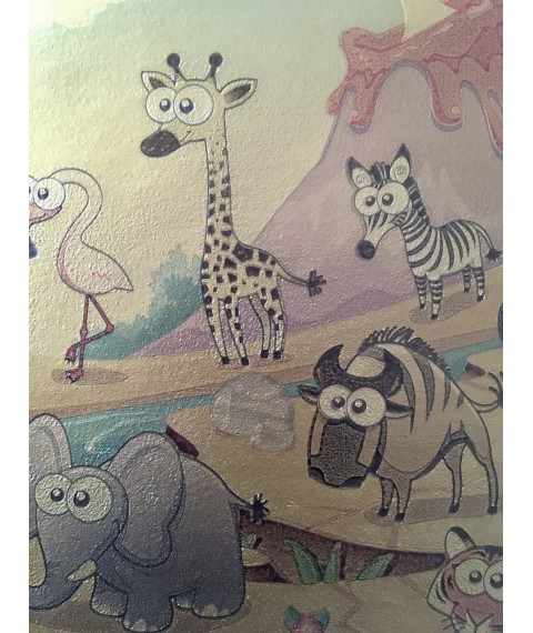 Wallpaper in the nursery Gold Dimense funny animals of Africa print 310 cm x 280 cm