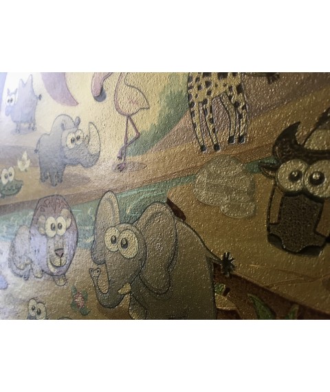 Wallpaper in the nursery Gold Dimense funny animals of Africa print 310 cm x 280 cm