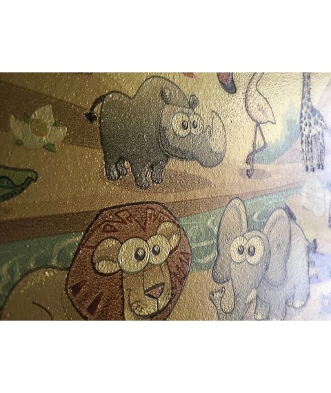 Wallpaper in the nursery Gold Dimense funny animals of Africa print 310 cm x 280 cm