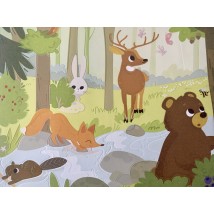 Poster wild animals 3D in the nursery Dimense print 70 cm x 50 cm