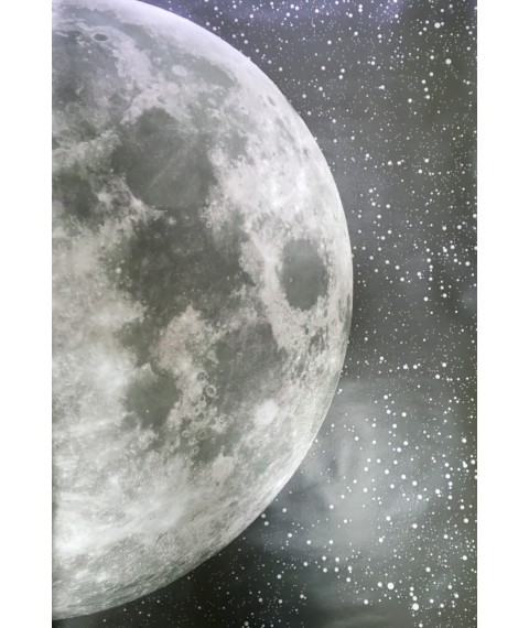 Фото обои Одинокая Луна в космосе 5D стиль футуризм дизайнерские Dimense print 220 см х 155 см