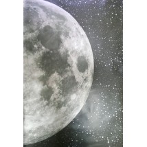 Фото обои Одинокая Луна в космосе 5D стиль футуризм дизайнерские Dimense print 220 см х 155 см Уценка