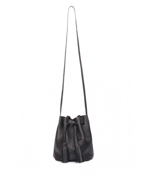 Женская кожаная сумочка на завязках POOLPARTY Bucket черная
