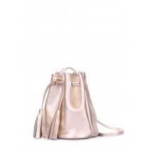 Женская кожаная сумочка на завязках POOLPARTY Bucket золотая