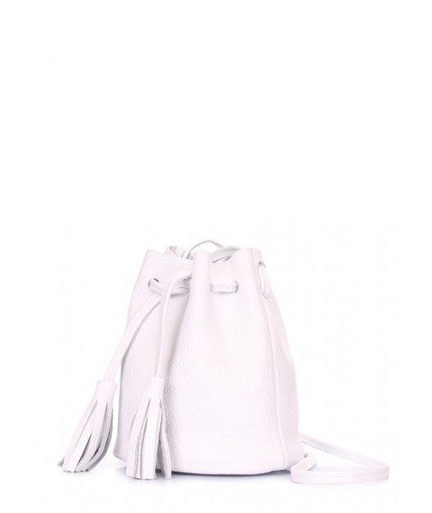 Жіноча шкіряна сумочка на зав'язках POOLPARTY Bucket біла