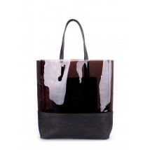Жіноча шкіряна сумка з пластиком POOLPARTY City чорна