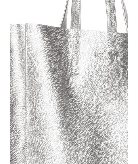 Женская кожаная сумка POOLPARTY City серебряная