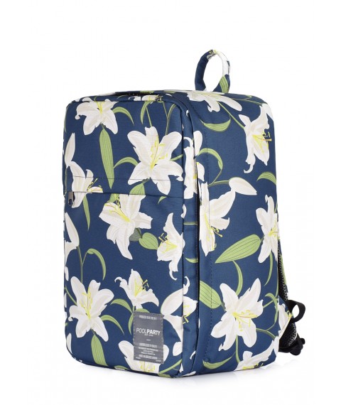 Рюкзак для ручной клади POOLPARTY Hub 
hub-lily 40x25x20см Ryanair / Wizz Air / МАУ с лилиями